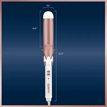 Conair Double Ceramic 1 1/2-Inch Curling Iron, 1 ½ inch barrel produces soft waves – for use on medium and long hair