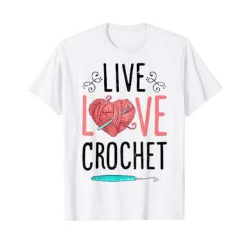 Live Love Crochet Heart Women Crocheter Crocheting Yarn Gift T-Shirt