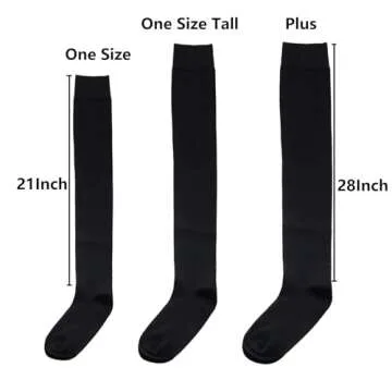 Bestjybt Women Thigh High Socks Cotton Warm Over the Knee Socks Long Knee High Boot Stockings Leg Warmer (US, Alpha, One Size, Regular, Regular, Black)