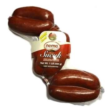 Delicious Nema Finger Sucuk - Halal Beef Dry Sausage, 1 lb (Hot)