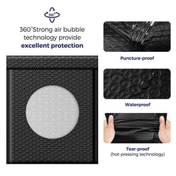 Fuxury Black Bubble Mailers 8.5x12" 40 Pack Medium Bubble Envelopes Opaque #2 Bubble Mailer Usable Size 8x11" Thick Padded Mailers for Small Business Mailing Books Clothes Makeup Supplies