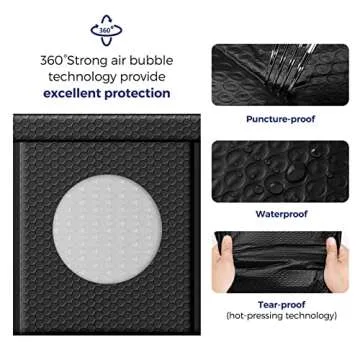 Fuxury Black Bubble Mailers 8.5x12" 40 Pack Medium Bubble Envelopes Opaque #2 Bubble Mailer Usable Size 8x11" Thick Padded Mailers for Small Business Mailing Books Clothes Makeup Supplies
