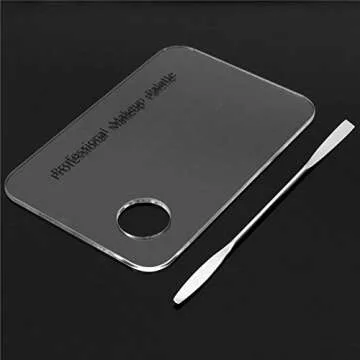 Ochine Professional Makeup Palette, Cosmetic Palette with Spatula Tool Makeup Art Tool, Acrylic Palette & Stainless Steel Spatula, Silver