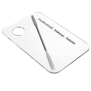 Ochine Professional Makeup Palette, Cosmetic Palette with Spatula Tool Makeup Art Tool, Acrylic Palette & Stainless Steel Spatula, Silver