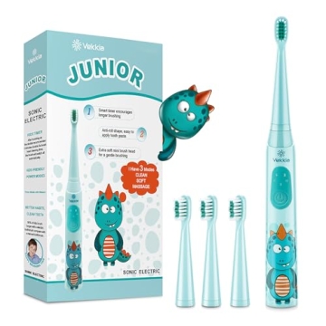 Vekkia Sonic Rechargeable Kids Electric Toothbrush, 3 Modes with Memory, Fun & Easy Cleaning, 24000 ...