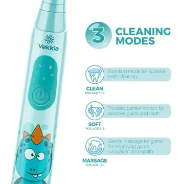 Vekkia Kids Electric Toothbrush - 3 Modes, Fun & Effective