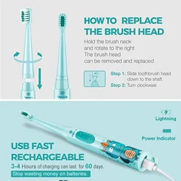 Vekkia Kids Electric Toothbrush - 3 Modes, Fun & Effective