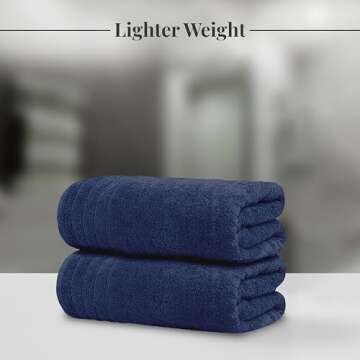 Tens Towels Pack of 4 Extra Large Bath Towels, 100% Cotton, Super Soft, Navy