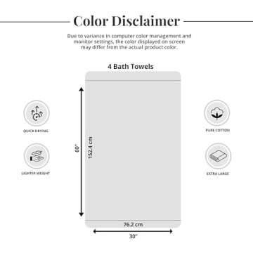 Tens Towels Pack of 4 Extra Large Soft Cotton Bath Towels