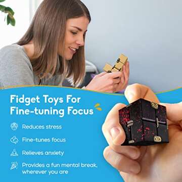 PILPOC theFube Infinity Cube Fidget Desk Toy - Aluminum Infinite Magic Cube with Case, Sturdy, Heavy...