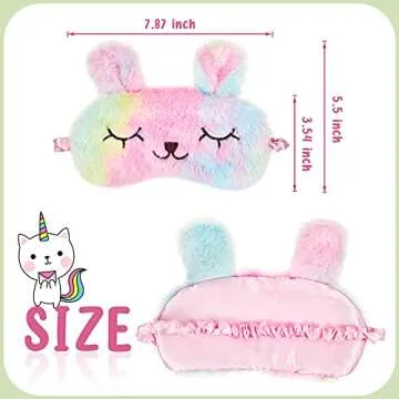 Geyoga 6 Pcs Plush Sleep Eye Mask - Bunny, Unicorn, Cat & Cute Animal Designs - Soft Blindfold Sleep...