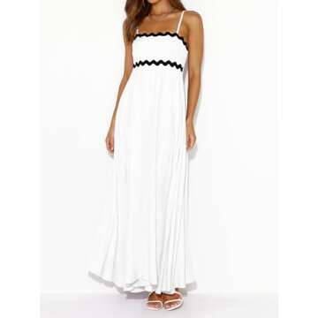 PRETTYGARDEN Womens Spaghetti Strap Maxi Dresses 2024 Summer Casual Sleeveless Smocked Boho A Line L...