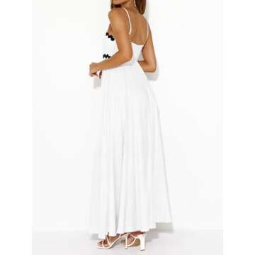 PRETTYGARDEN Womens Spaghetti Strap Maxi Dresses 2024 Summer Casual Sleeveless Smocked Boho A Line Long Flowy Beach Sundress(White,Medium)