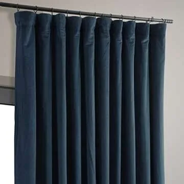 HPD Half Price Drapes Signature Velvet Thermal Blackout Curtains for Living Room 108 Inch Long (1 Panel) Rod Pocket Insulated Blackout Curtains for Bedroom Window Curtains, 100W x 108L, Midnight Blue