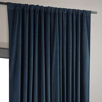 HPD Half Price Drapes Signature Velvet Thermal Blackout Curtains for Living Room 108 Inch Long (1 Panel) Rod Pocket Insulated Blackout Curtains for Bedroom Window Curtains, 100W x 108L, Midnight Blue