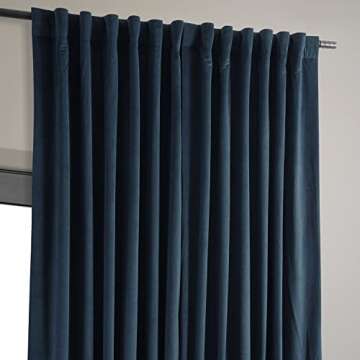 HPD Half Price Drapes Signature Velvet Thermal Blackout Curtains for Living Room 108 Inch Long (1 Panel) Rod Pocket Insulated Blackout Curtains for Bedroom Window Curtains, 100W x 108L, Midnight Blue