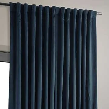 HPD Half Price Drapes Signature Velvet Thermal Blackout Curtains for Living Room 108 Inch Long (1 Panel) Rod Pocket Insulated Blackout Curtains for Bedroom Window Curtains, 100W x 108L, Midnight Blue
