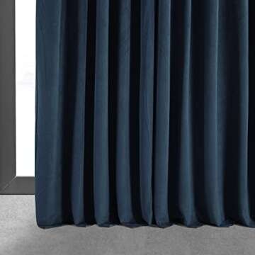 HPD Half Price Drapes Signature Velvet Thermal Blackout Curtains for Living Room 108 Inch Long (1 Panel) Rod Pocket Insulated Blackout Curtains for Bedroom Window Curtains, 100W x 108L, Midnight Blue