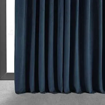 HPD Half Price Drapes Signature Velvet Thermal Blackout Curtains for Living Room 108 Inch Long (1 Panel) Rod Pocket Insulated Blackout Curtains for Bedroom Window Curtains, 100W x 108L, Midnight Blue