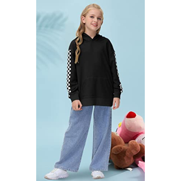 Kids Boys Girls Classic Hoodies Pullover with Plaid Design