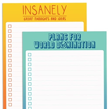 2 Funny To Do List Notepads - Set of Two 50 Sheet 5.5 x 8.5” Note Pads for Daily and Weekly Tasks,...