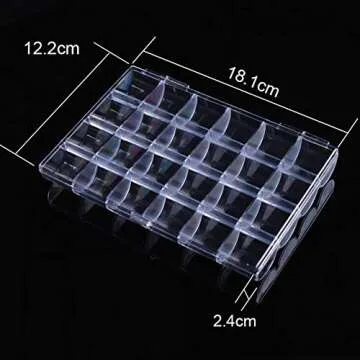 Kemaily 24 Slots Empty Clear Nail Art Decoration Storage Box Nail Glitter Rhinestone Crystal Accessories Container Storage Box
