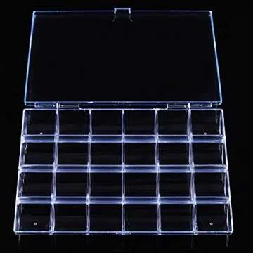Kemaily 24 Slots Empty Clear Nail Art Decoration Storage Box Nail Glitter Rhinestone Crystal Accessories Container Storage Box