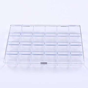 Kemaily 24 Slots Empty Clear Nail Art Decoration Storage Box Nail Glitter Rhinestone Crystal Accessories Container Storage Box