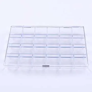 Kemaily 24 Slots Empty Clear Nail Art Decoration Storage Box Nail Glitter Rhinestone Crystal Accessories Container Storage Box