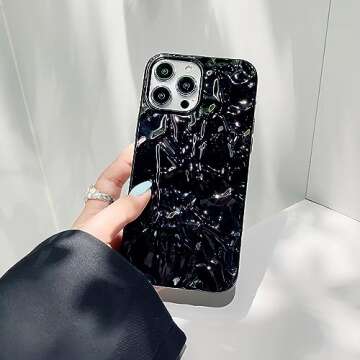 ekoneda Compatible for iPhone 13 Pro Max Case, Cute Luxury Design Tin Foil Pleated Phone Cases Fashi...