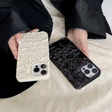 ekoneda Compatible for iPhone 13 Pro Max Case, Cute Luxury Design Tin Foil Pleated Phone Cases Fashion Women Electroplated Sparkly Black Silicone Protective Slim Fit Soft TPU Cover 6.7Inch