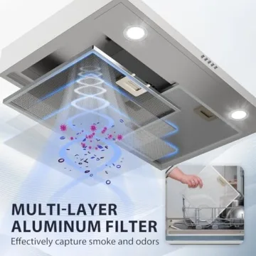 GRACEALL 30 Inch Range Hood Under Cabinet Oven Vent Hood, Ducted/Ductless Convertible Kitchen Extractor, Stainless Steel Stove Exhaust Fan, Charcoal Filter and Exhaust Pipe Included