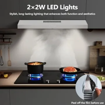 GRACEALL 30 Inch Range Hood Under Cabinet Oven Vent Hood, Ducted/Ductless Convertible Kitchen Extractor, Stainless Steel Stove Exhaust Fan, Charcoal Filter and Exhaust Pipe Included