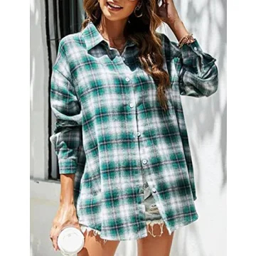 Bozanly Flannel Buffalo Plaid Shirt for Women Oversized