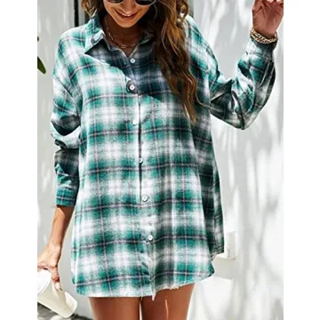 Bozanly Flannel Buffalo Plaid Shirt for Women Oversized