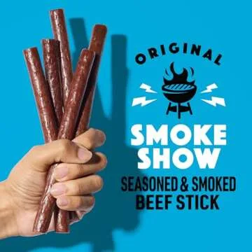 Lorissa's Kitchen Premium Grass-Fed & Finished Beef Jerky Snack Sticks 12-Pack: Original Smoked Flav...