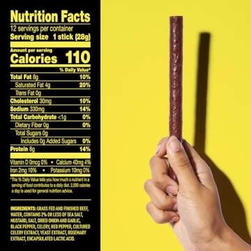 Lorissa's Kitchen Premium Grass-Fed & Finished Beef Jerky Snack Sticks 12-Pack: Original Smoked Flavor, 8g Protein, Certified Free from Top 9 Allergens, Gluten-Free, Non-GMO, Zero Sugar, Keto, Paleo
