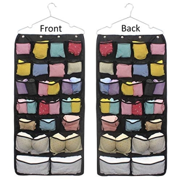 Geboor Oxford Hanging Closet Organizer for Underwear, Stocking, Bra and Sock, Dual-Sided Space Savin...