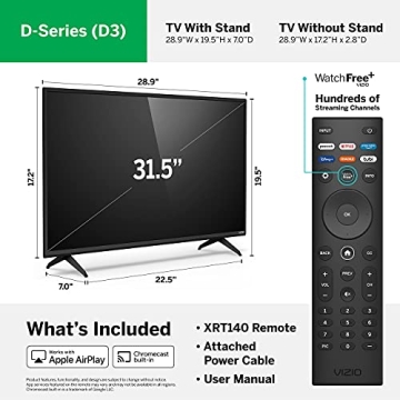 VIZIO D-Series 32" Smart TV - Renewed & Feature-Packed