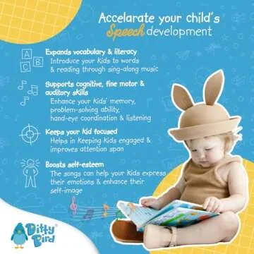 DITTY BIRD Musical Books for Toddlers | Bedtime Sound Book | Twinkle Twinkle Little Star Nursery Rhyme Toys | Interactive Toddler Books for 1 Year Old to 3 Year Olds | Sturdy Sing Along Talking Book