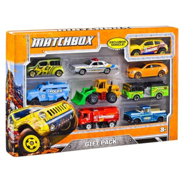 Matchbox 9-Pack Die-Cast 1:64 Scale Toy Cars, Construction or Garbage Trucks, Rescue Vehicles or Pla...