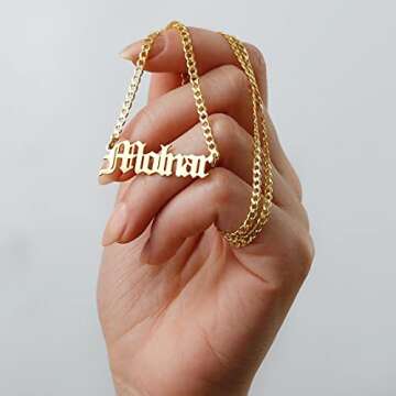 EVER2000 Custom Name Necklace, 18K Gold Plated Nameplate Personalized Jewelry Gift for Women