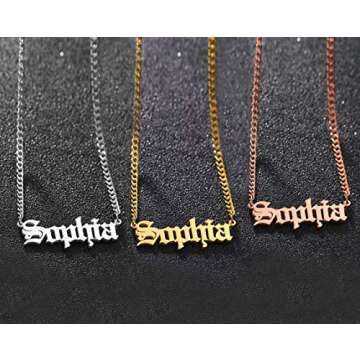 EVER2000 Custom Name Necklace, 18K Gold Plated Nameplate Personalized Jewelry Gift for Women