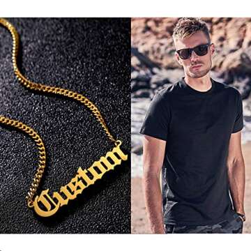 EVER2000 Custom Name Necklace, 18K Gold Plated Nameplate Personalized Jewelry Gift for Women