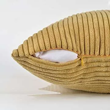 Fancy Homi 4 Packs Mustard Yellow Decorative Throw Pillow Covers 18x18 Inch for Living Room Couch Bed, Farmhouse Boho Home Decor, Soft Corss Corduroy Patchwork Textured Accent Cushion Case 45x45 cm