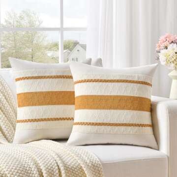 Fancy Homi 4 Packs Mustard Yellow Decorative Throw Pillow Covers 18x18 Inch for Living Room Couch Bed, Farmhouse Boho Home Decor, Soft Corss Corduroy Patchwork Textured Accent Cushion Case 45x45 cm