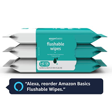 Amazon Basics Fragrance Free Flushable Toilet Wipes 126 Count