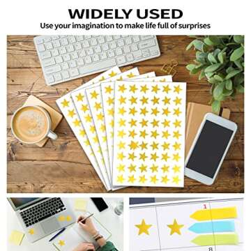 1080 PCS Foil Gold Star Stickers,Star Stickers Behavior ChartSmall Foil Star Stickers,for Youngster Reward,DIY and Office Decoration，Student Planner and School Classroom Teacher Supplies(Gold)