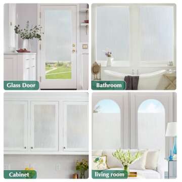 Coavas Window Privacy Film Static Cling, Frosted Glass UV Blocking Window Tint, Non-Adhesive Removable Privacy Film for Home, Office, Bathroom, Decorative Window Covering (Silver 23.6 x 118.1 in)