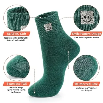 HUGSWEET Soft Cotton Women Socks with Smiley Faces